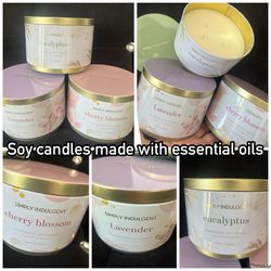 New,3 Soy Candles W Essential Oils $20 