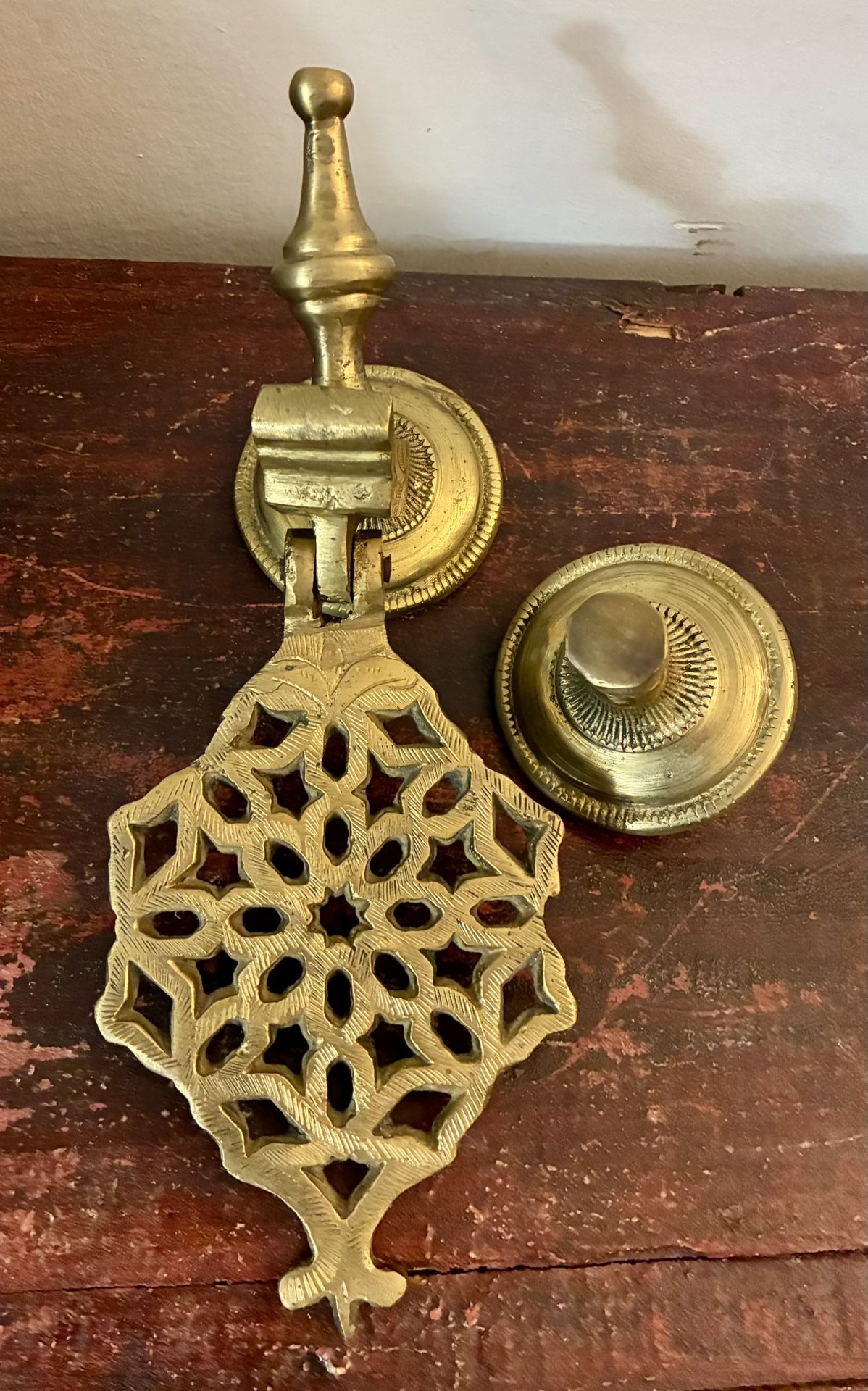 Vintage Ornate Brass Door Knocker: Moroccan Palace Style