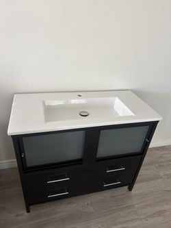 Dark Wood Bathroom Vanity 38inches For Sale