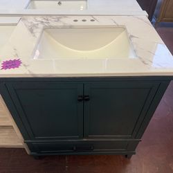 30 in. Single Sink Bathroom Vanity in Dark Green with Acrylic top