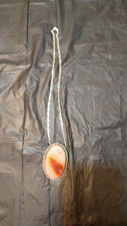 Vintage Jewelry-Silver Necklace with Pink Agate Pendant