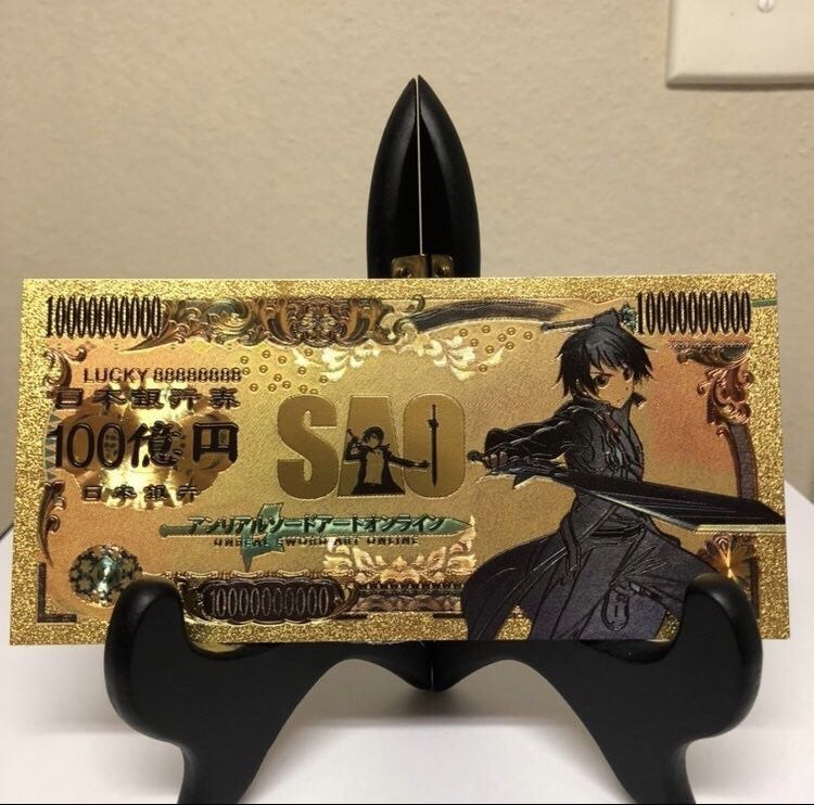 24k Gold Plated Kirigaya "Kirito" Kazuto (Sword Art Online) Banknote