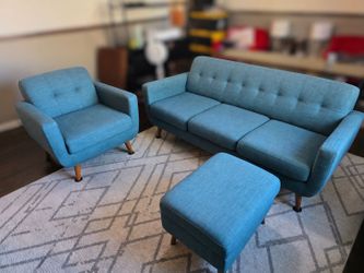 COUCH SET CHAIR FOOT REST WITH STORAGE