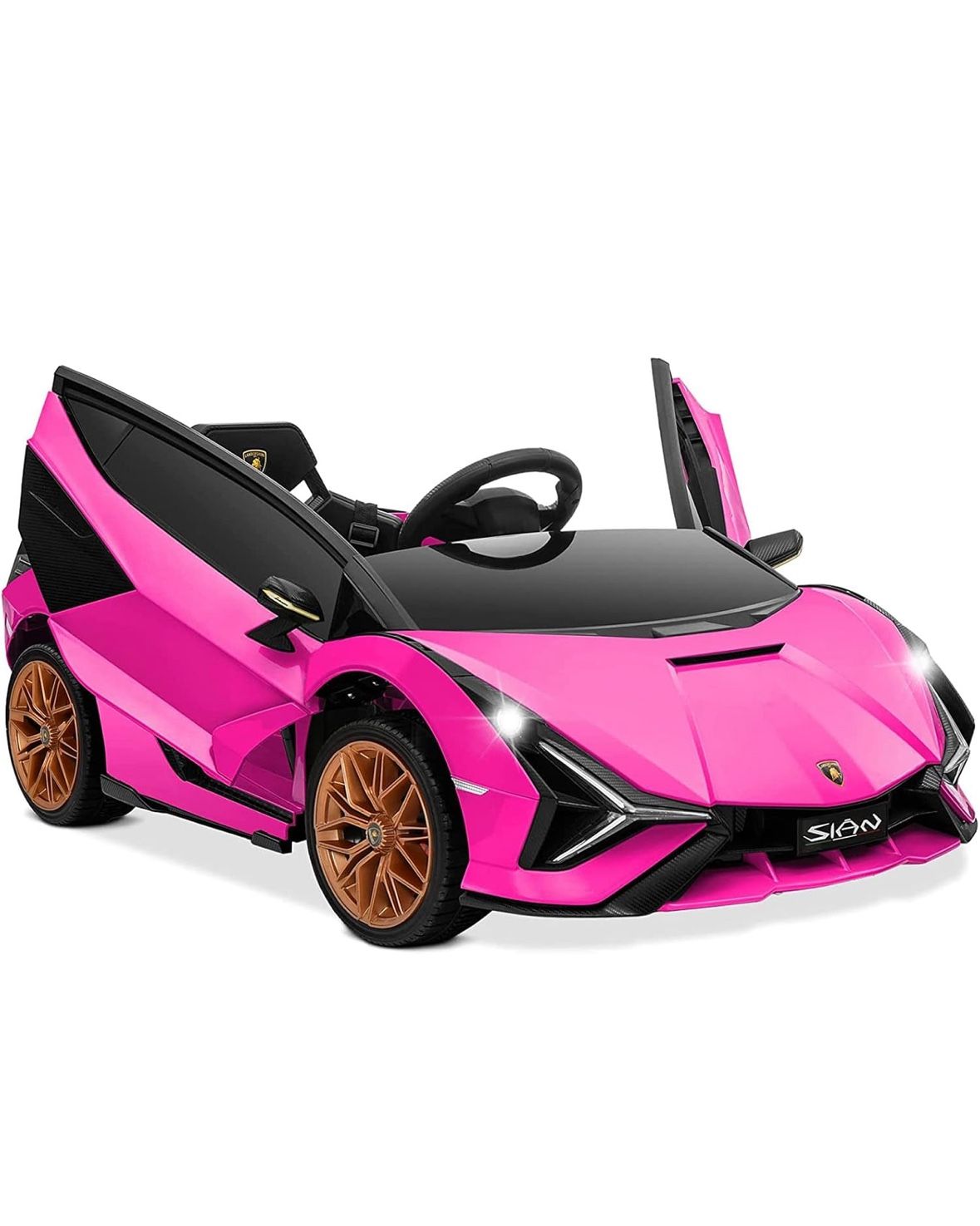OLAKIDS Kids 12V Licensed Lamborghini SIAN Ride On Car, Electric Vehicle for Toddler with Control Remote, Battery Powered Toy with Music, Horn, 2 Spee