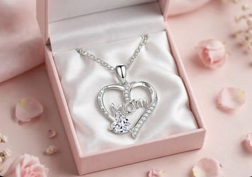 NEW Mom Heart Necklace - Moon and Back - Gift Ready
