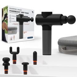 SHARPER IMAGE Powerboost Deep Tissue Percussion Massager 6 Speeds 5 Attachments