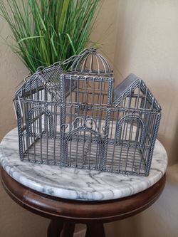 Decorative Metal Bird Cage with chain for hanging. Fun Garden Decor, Add a Plant or Candles
