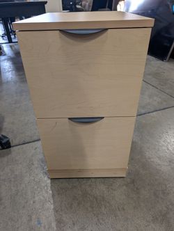 Modern Light Wood Tone Two-Drawer Storage Cabinet