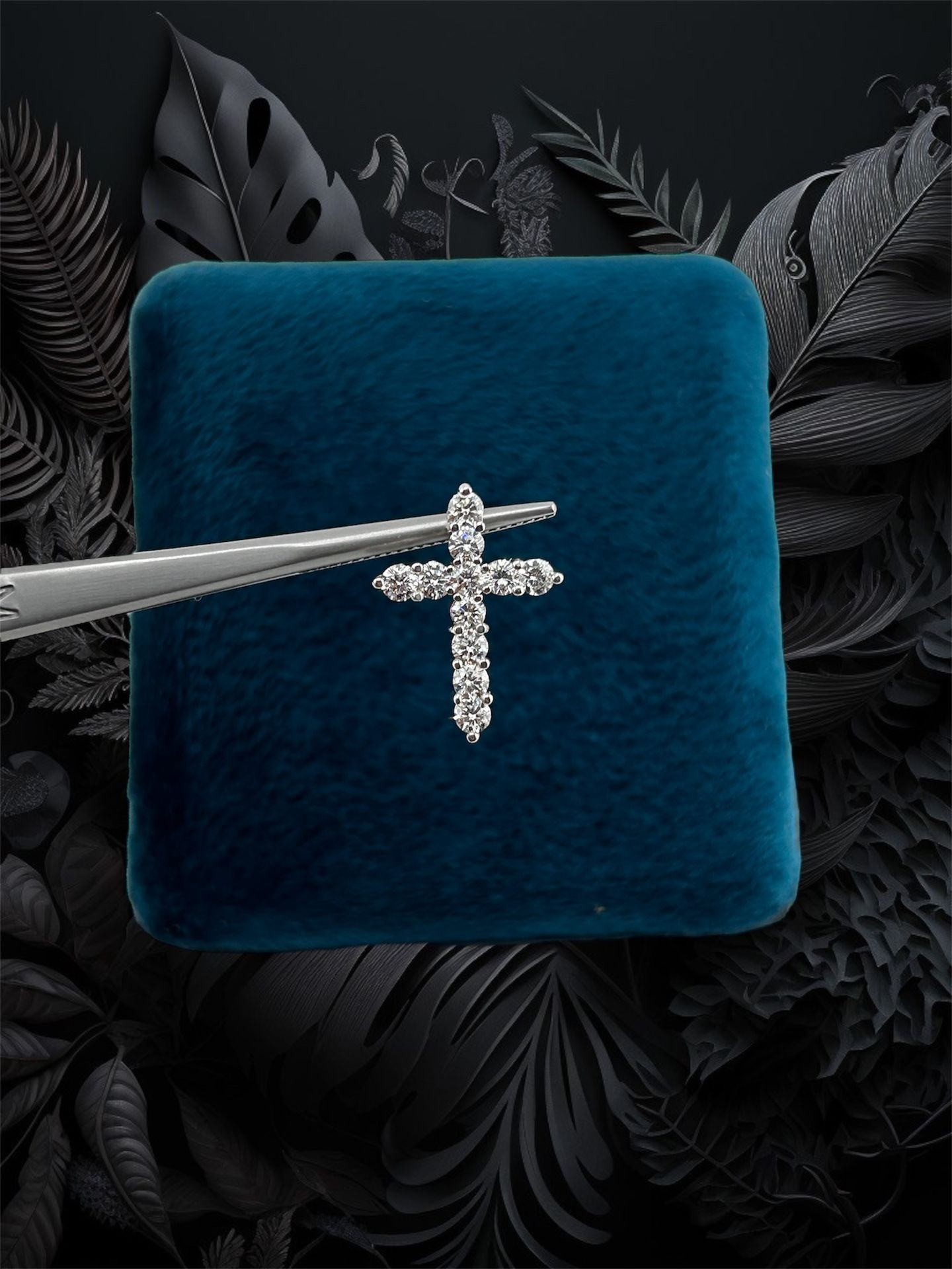 Diamond Cross Pendant In 14k White Gold