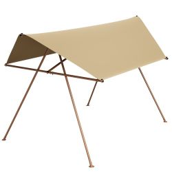 Hexagonal Shade Sail Canopy, Large 206"x118" UV Block Sun Shade with UPF 50+, Waterproof High-Density Polyester Fabric, Brown Rust-Resistant Poles & B