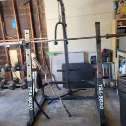 Multifunctional Home Gym + Olympic Barbell & Plates – Complete Setup