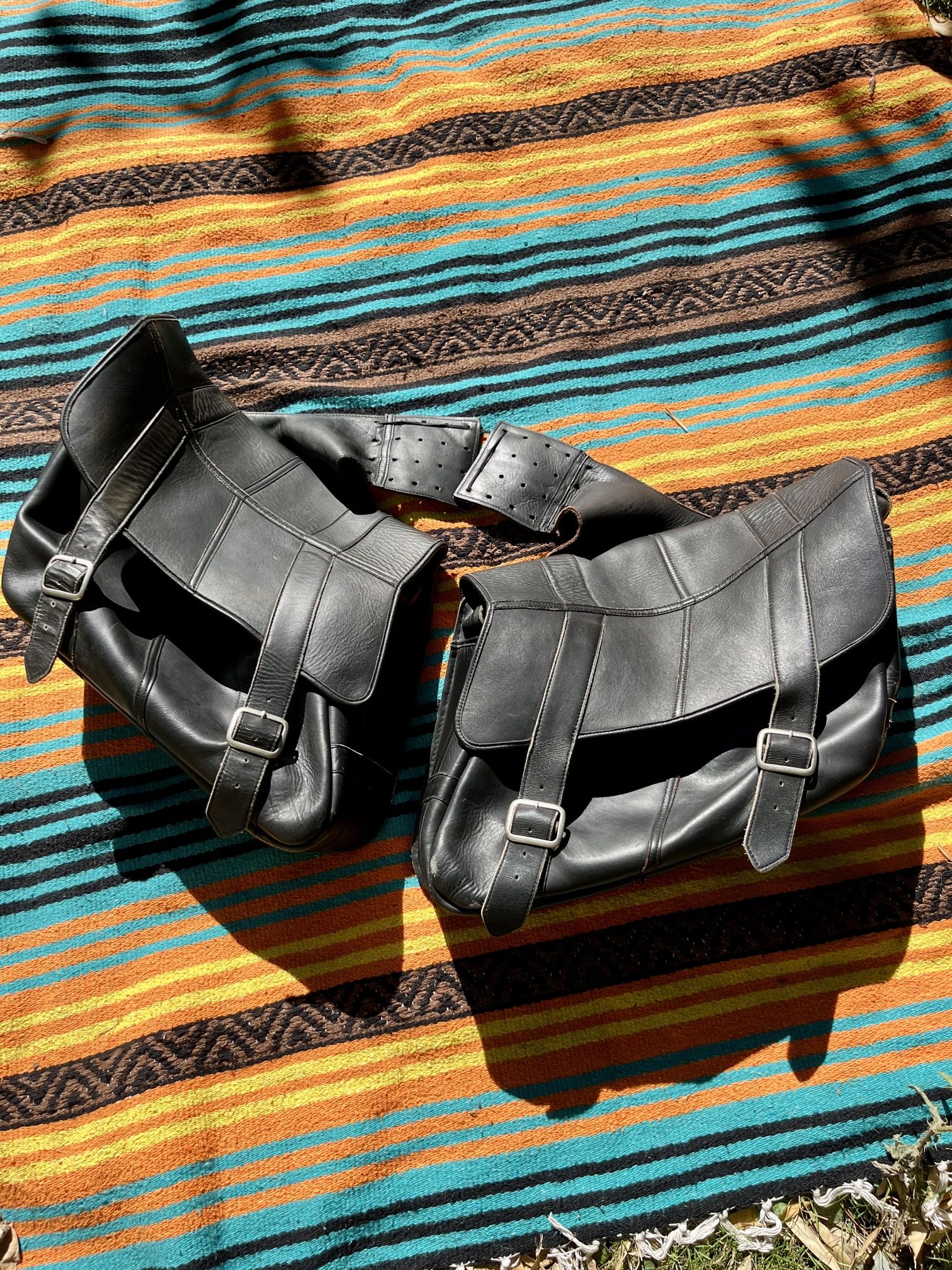 Vintage Leather Motorcycle Saddlebags