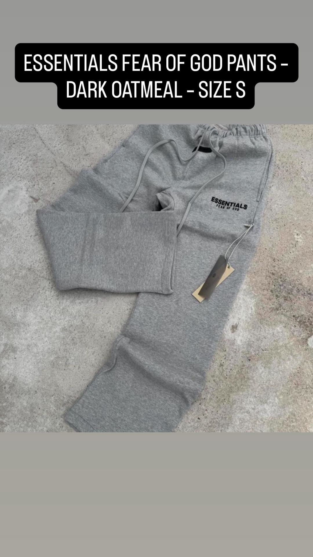 🔥 FEAR OF GOD ESSENTIALS DARK OATMEAL FLEECE PANTS – SIZE S