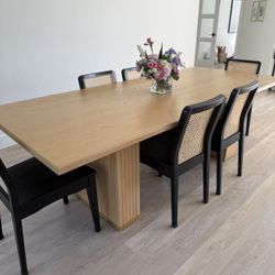 Modern White Oak Fluted Dining Set