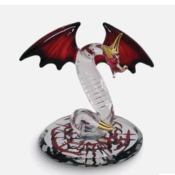 Glass Baron Handcrafted Black Magic Dragon Glass 2" Figurine