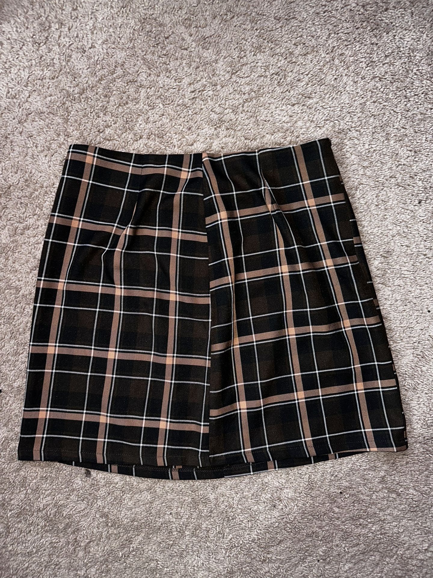 NWT Brown Plaid Skirt