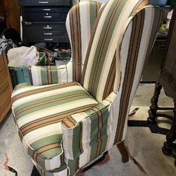 Wingback Striped Chair 