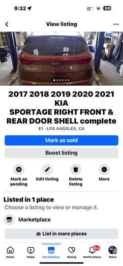 2017 2018 2019 2020 2021 KIA SPORTAGE RIGHT FRONT & REAR DOOR SHELL complete