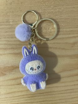 Purple Labubu Fuzzy keychain 