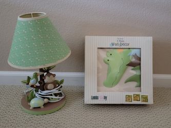 3 Panel Wall Decor Set, Lamp, Decals For Child's Room