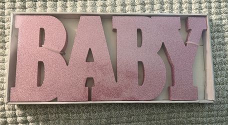 New Decorative Pink Sparkly BABY Sign