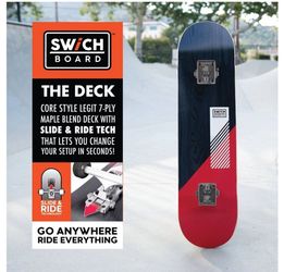 Swichboard 2- in -1Trick and Cruiser 31" Deck Complete Skateboard set - Red