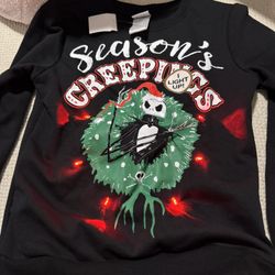 Kids 10/12 Nightmare  Before Christmas Black Light Uo Christmas Sweatshirt 