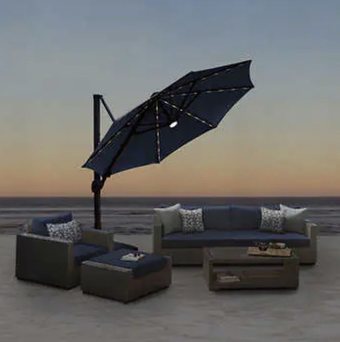 Seasons Sentry 11' LED Solar Round Cantilever Umbrella