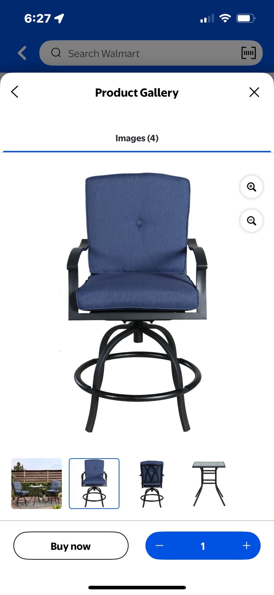 BRAND NEW - 2-Piece Mainstays Belden Park High Bistro Chairs - Blue