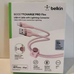 Belkin Boost Charge Pro Flex USB-A Cable with Lightning Connector 10 ft iPhone iPad