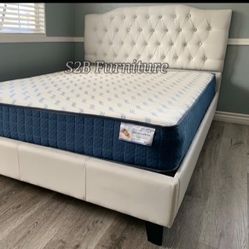 Queen Size White Crystal Button W Orthopedic Matres.colchon!!!!