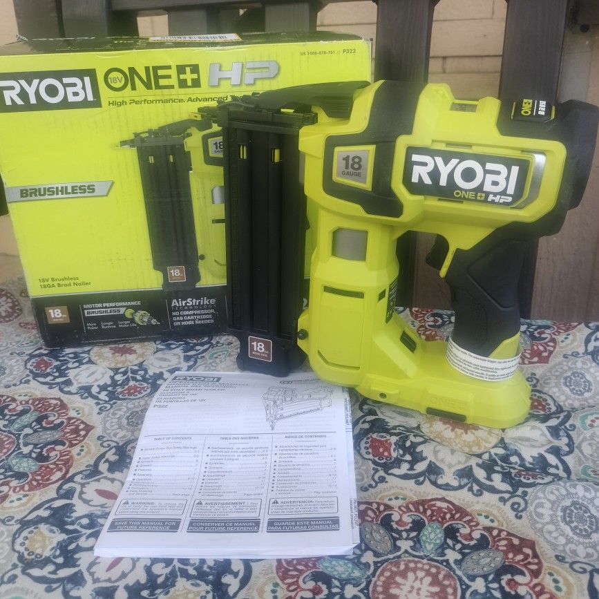 Ryobi One+ 18 V 18 Ga Brushless Cordless Airstrike Brad Nailer