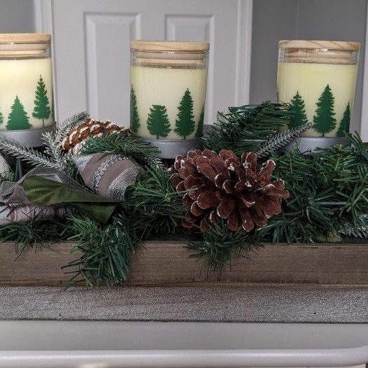 Christmas Rustic Winter Box Centerpiece