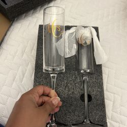 Mr & Ms Champagne Flute Crystal Glasses 