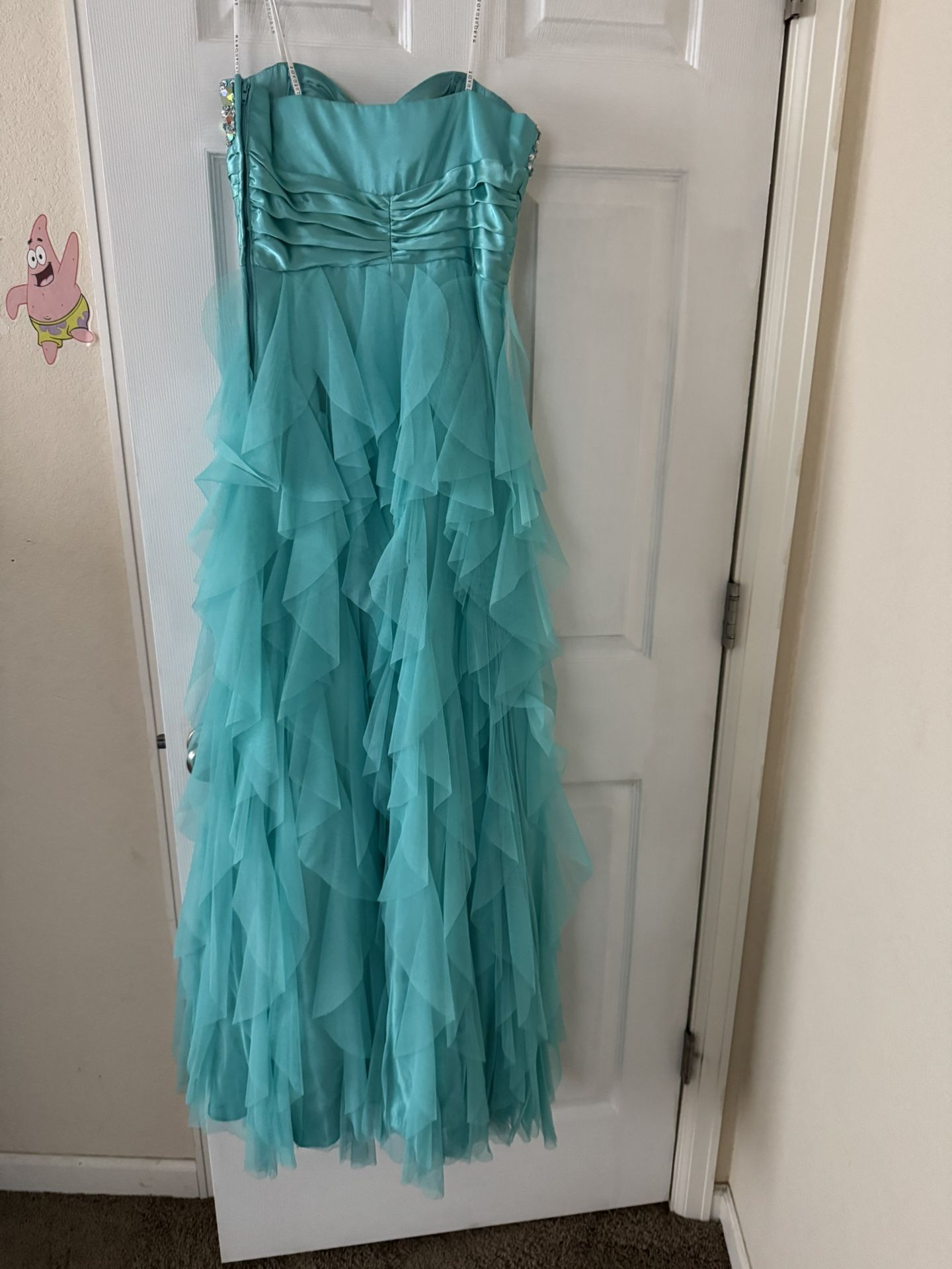 Turquoise Floor Length Dress, PROM dress, Homecoming Dress
