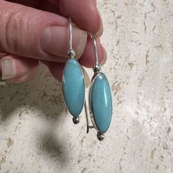 Vintage Mexican Made Turquoise Sterling Silver Earrings 