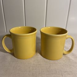 Vintage HLC Fiesta USA yellow MUG SET wide D handle 2 MUGS fiesta ware