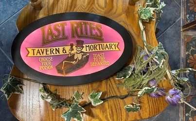 Vintage Last Rites Tavern & Mortuary Novelty Sign