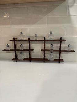 Small Wood Wall Shelf with Mini Salt and Pepper Shakers