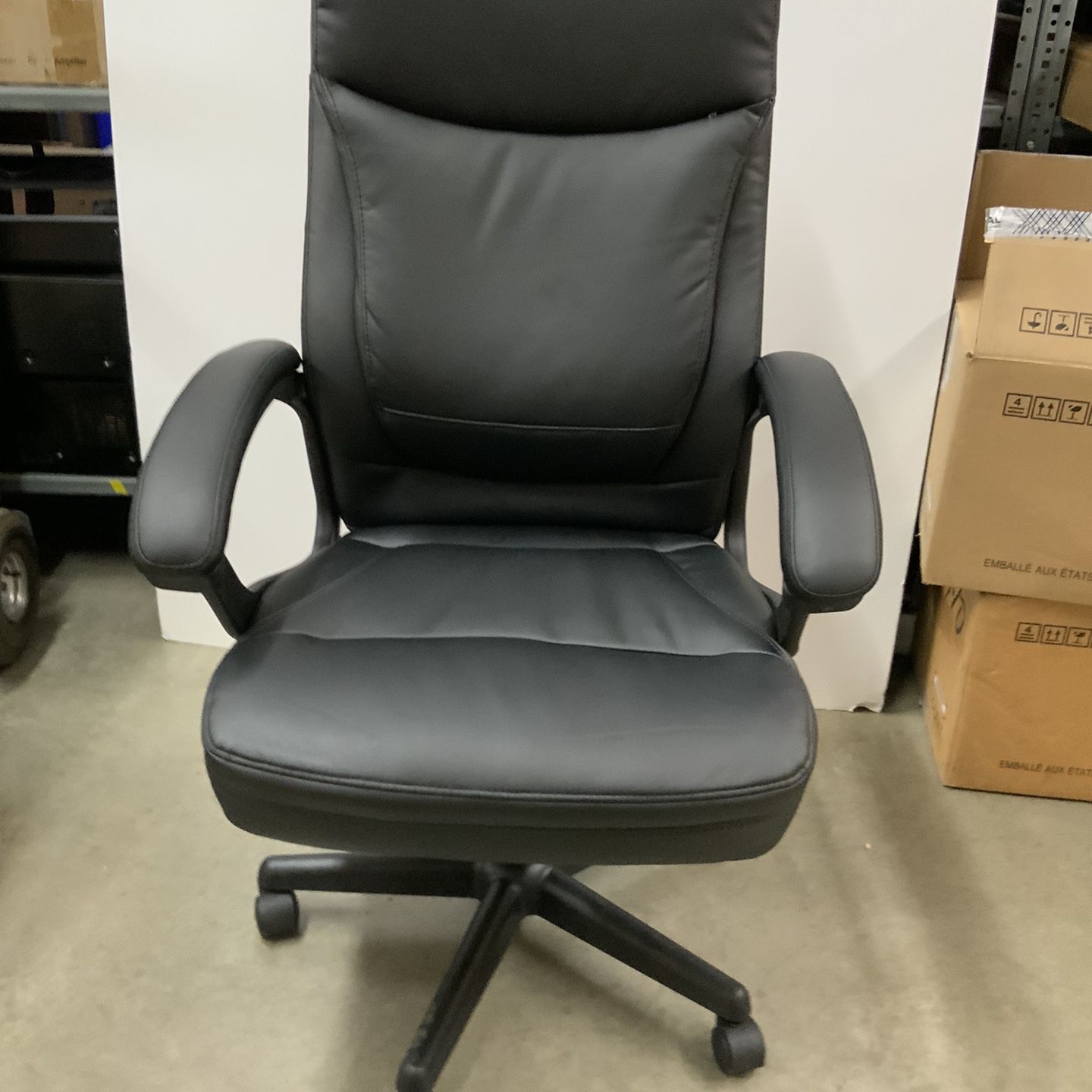 Office Star Products - High-Back Eco Leather Executive Chair - Black  # 641