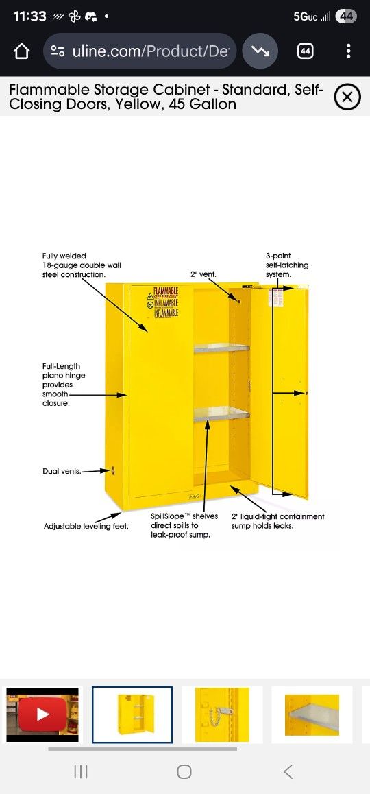 Uline 45 Gal Flammable Liquid Safety Cabinet