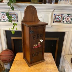 Vintage Wooden Fire Dept Fire Extinguisher Cabinet w/ Sealed Kidde Extinguisher