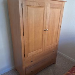Maple Stanley Bedroom Set: Armoir, Queen Headboard And Night Table 