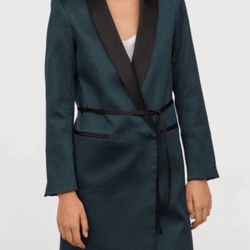 H&M Long Green Tuxedo Jacket/Coat