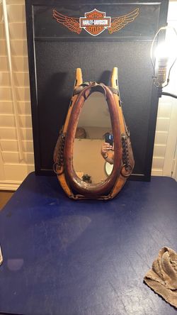 Antique horse collar mirror