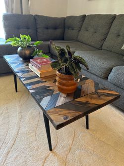 Unique Reclaimed Wood Coffee Table with Metal Legs
