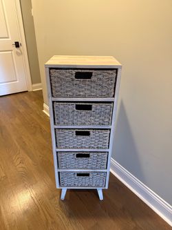5-Drawer Wicker Basket Storage Tower