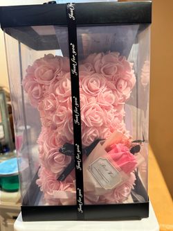 Pink Foam Rose Bear in Gift Box