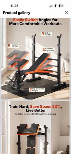 Adjustable Weight Bench with Squat Rack
