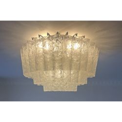 Vintage Doria Chandelier Flush Mount Light Lamp 1960s Mid Century Modern Murano Crystal Hollywood Regency 